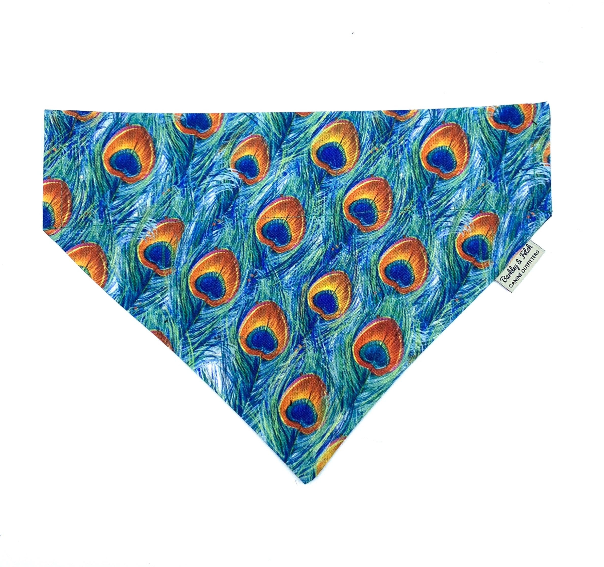 Peacock Feather Print Dog Bandana - Etsy