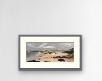 Bass Rock Print, Grey Skies Bass Rock, North Berwick Picture, East Lothian Art