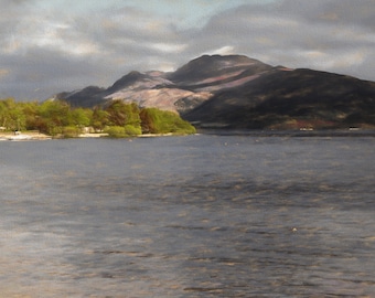 Loch Lomond Print, Ben Lomond Painting, Trossachs Picture, Scotland Landscape, Loch Lomond Art