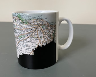 Edinbugh Mug, Edinburgh Castle Mug, Map Sihouette Mug, Edinburgh Coffee Mug, Scotland Gift