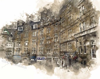 Cockburn Street Edinburgh, Edinburgh Print, Old Town Print, Old Edinburgh Picture