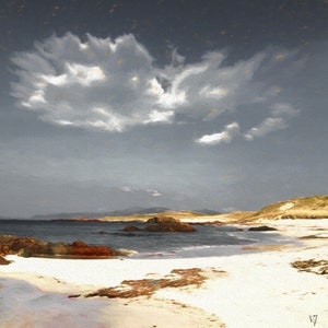Isle of Iona Print, Grey Skies Iona, Outer Hebrides Art, Scottish Seascape, North End Iona Painting, Scottish Gift