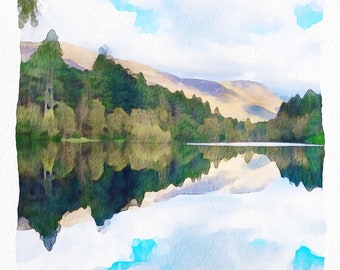 Glencoe Lochan Print, Glencoe Painting, Scottish Highlands Picture, Scottish Watercolour