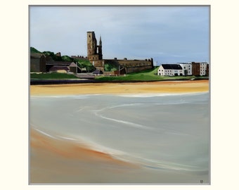 St Andrews Painting, East Neuk Print,  Fife Art, The Beach St Andrews, Fife Beach Art