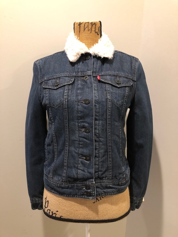 Levis Faded Dark Wash Sherpa Denim Jean 