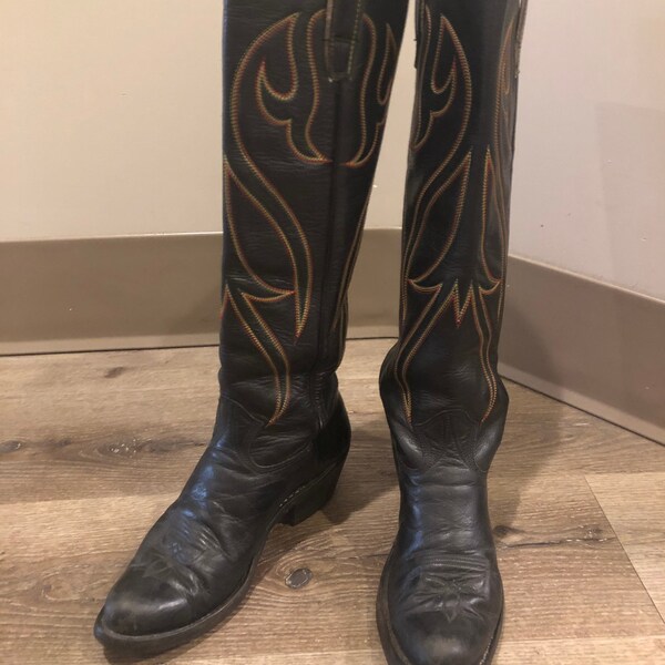 Mens Tall Black Boots Etsy