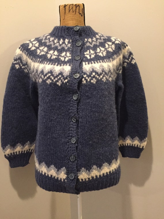 Hand knit Lopi cardigan