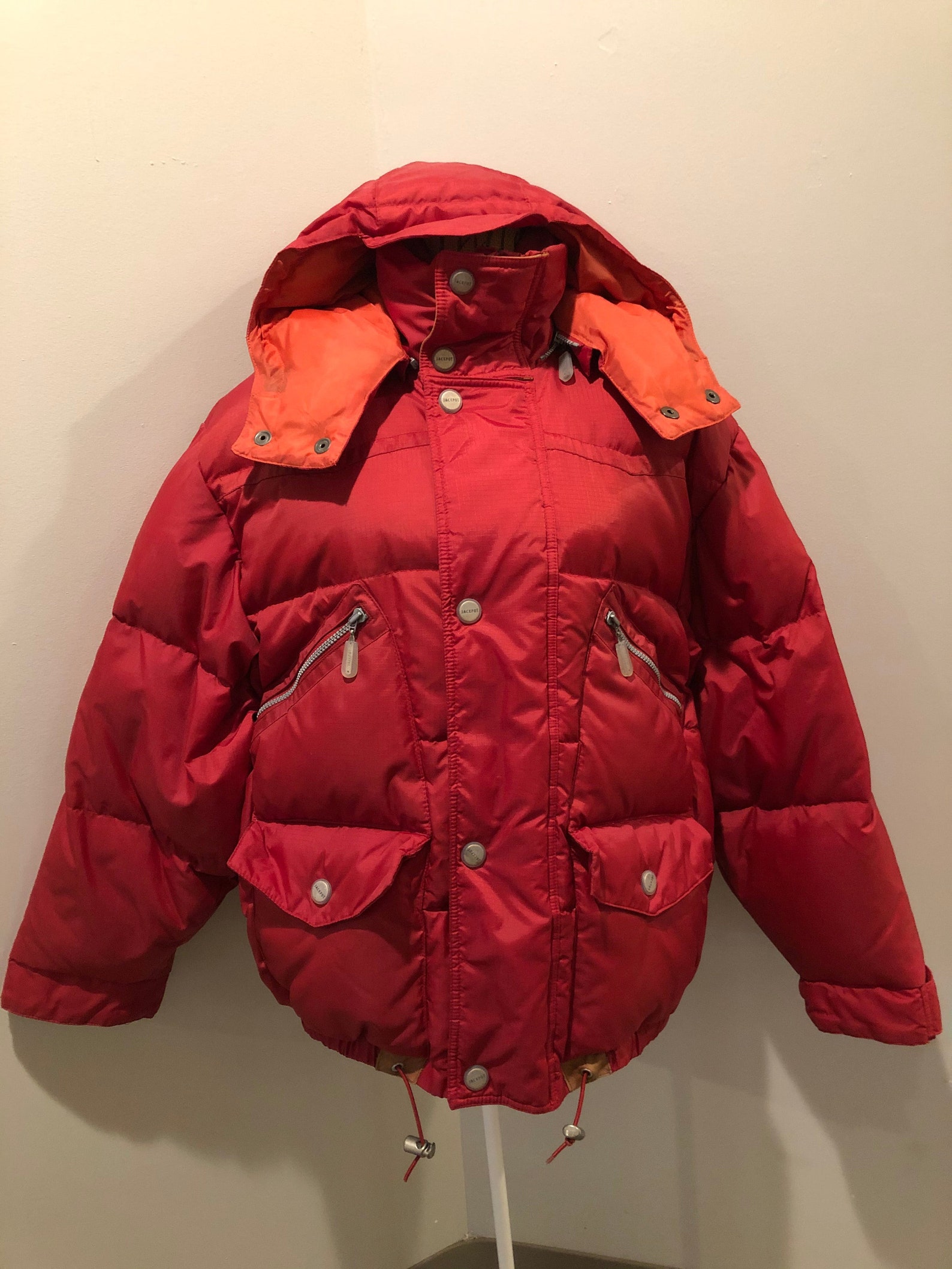 Vintage Jackpot by Carli Gry Red Down-filled Puffer Jacket - Etsy UK