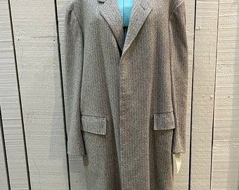 Vintage E. Braun and Co. Grey Wool and Silk Coat, Made in Baden-Baden W. Germany, Chest 44”