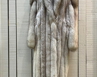 Vintage Saga Fox Royal Genuine Blue Fox Fur Coat, Size 10