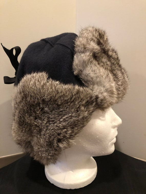 Vintage Crown Cap Rabbit Fur and Wool 