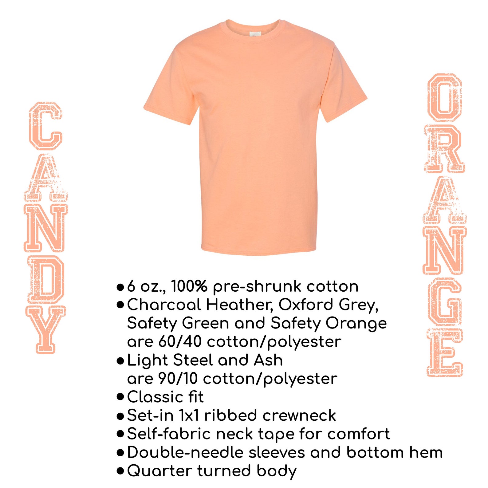 Custom Printed Candy Orange Hanes 5250 T-Shirt | Etsy
