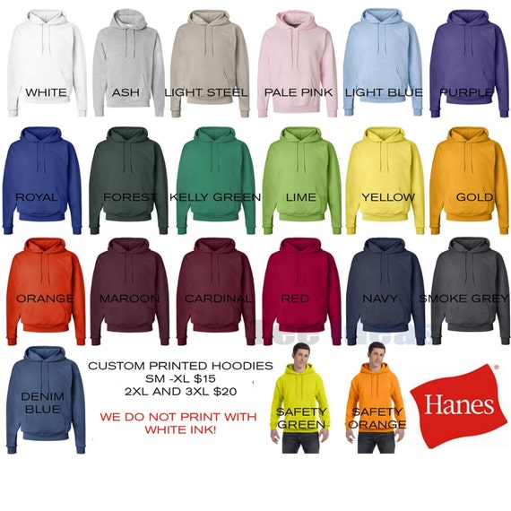 Custom Ink Size Chart Hoodie