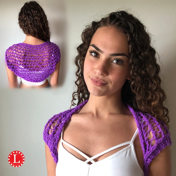 Loom Knitting Pattern Lace Stitch Shrug - Summer Shawl Cover w Lacy Stitch -  Includes Video Tutorial  - Loom Knit Pattern by Loomahat
