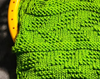 Loom Knitting Stitch PATTERN The Modified Alternating Welted Stitch Leaf for Hats Scarves Blankets Washcloths with Video Tutorial- Loomahat