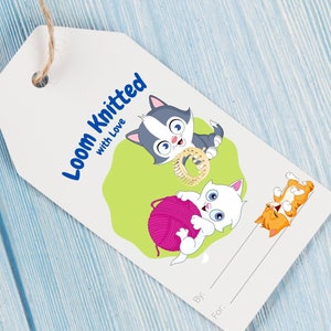 Druckbarer Webstuhl mit Liebesetiketten für Geschenke oder Gefälligkeiten | länglich 3 "x 2" | Perfekt für Ihre Loom Knit Patterns