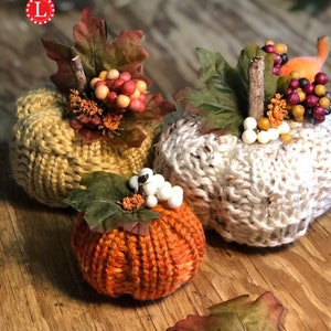 Loom Knitting PATTERN 3 Pumpkins with Step by Step Video Tutorial | Place Holder | Thanksgiving Halloween Harvest Fall Knits by Loomahat