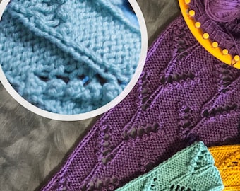Loom Knitting Stitch PATTERN (with Video Tutorial) : Popcorn Vine Stitch - Flat and in the Round | LoomaHat