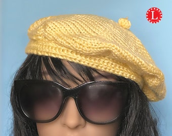 Loom Knitting Patterns Beret Hat Knit Flat on ANY Lrg Gauge Loom w 24 Pegs Any Shape Long, Round, Rectangular, Men Women by Loomahat