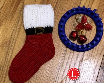 Loom Knitting Pattern Christmas Stocking Socks for Kids - Home decor - Holiday decor - Mini Stockings with Video Tutorial by Loomahat
