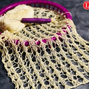 Loom Knitting PATTERNS : Center Double Decrease Lace Stitch Pattern Flat, in the Round Clockwise and Counter with Video Tutorial  | LoomaHat