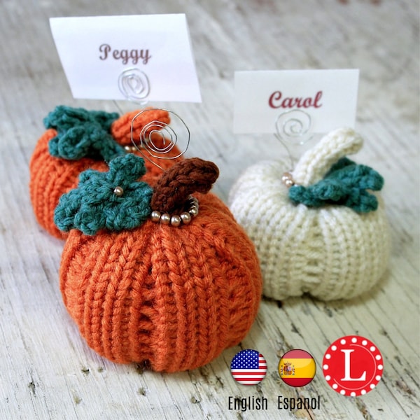 Loom Knitting PATTERN Pumpkin avec tutoriel vidéo étape par étape | Carte/Place Holder | Thanksgiving Halloween Harvest Automne Tricots par Loomahat