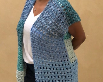 Loom Knitting Pattern Sweater Cardigan Vest w Lacy Stitch -  Includes Video Tutorial  - Loom Knit Pattern by Loomahat