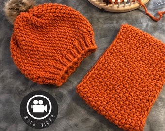 Patrón de gorro de punto en telar Purl de invierno grueso en 8 gorro holgado y patrón de capucha para telares redondos extra grandes, hombres y mujeres de Loomahat