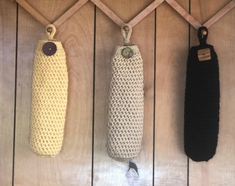Loom Knitting (with Video Tutorial) PATTERNS: Knit Grocery Plastic Bag Holder Dispenser Organizer