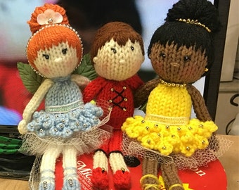Loom Knitting PATTERNS Doll Toys Amigurumi Tiny Dolls avec coloriage à personnaliser Doll 3 Ballerinas | Comprend un didacticiel vidéo Loomahat