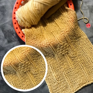 Loom Knitting STITCH PATTERNS : The Diamond Moss Stitch Pattern Flat and in the Round with Video Tutorial  | LoomaHat