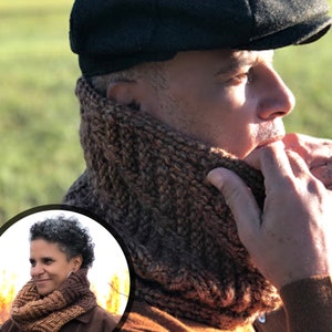 Loom Knitting PATTERNS Cowl Scarf Scarves - Mens and Women with Link to Step by Step Video Tutorial | Loomahat