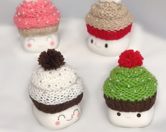 Loom Knitting Patterns Marshmallow Mug Hats for Gifts Birthday Christmas Valentines with Step by Step Video Tutorial   | by Loomahat