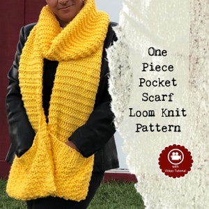 Loom Knit PATTERN with Video Tutorial Scarf with Pockets Pattern One Piece for Less Sewing | by LoomaHat