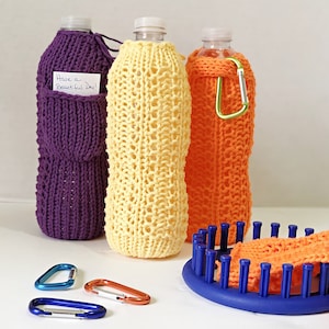 Loom Knitting PATTERNs Water Bottle Cover Holder Bag Sack Purse Tote - Includes Link to Video Tutorial by Loomahat