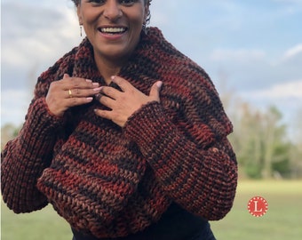 Patrón para telar de punto: Bolero extragrande con mangas (Videotutorial)