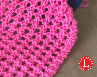 Loom Knitting PATTERNS : Open Honeycomb Lace Stitch Pattern Flat and in the Round with Video Tutorial  | LoomaHat