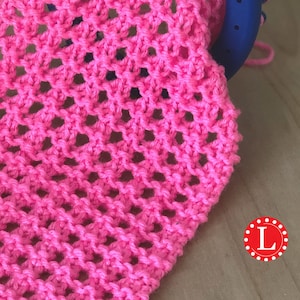Loom Knitting PATTERNS : Open Honeycomb Lace Stitch Pattern Flat and in the Round with Video Tutorial  | LoomaHat