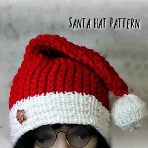 Loom Knitting PATTERNS Santa Hat Slouchy Beanie for Men or Women. Includes Video Tutorial. For Extra Large Round Knitting Looms | Loomahat