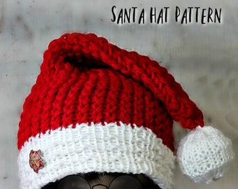 Loom Knitting PATTERNS Santa Hat Slouchy Beanie for Men or Women. Includes Video Tutorial. For Extra Large Round Knitting Looms | Loomahat