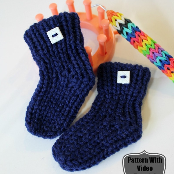 Loom Knitting Baby Booties Sock Pattern NO Holes NO Bulk on Flower Loom EASY