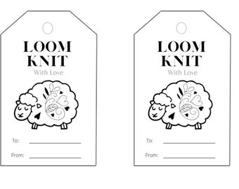 9 Loom Knit Project Tags | Printable Made with Love Labels for Gifts or Favors | Oblong 3" x 2 " | Perfect for Your Loom Knit Patterns
