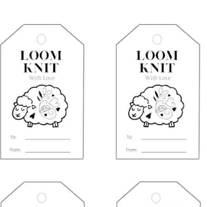 9 Loom Knit Project Tags | Printable Made with Love Labels for Gifts or Favors | Oblong 3" x 2 " | Perfect for Your Loom Knit Patterns