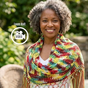 Loom Knitting Shawl PATTERN ( Video ) Rectangular EASY |  Lacy Mock Mesh Stitch | Lace
