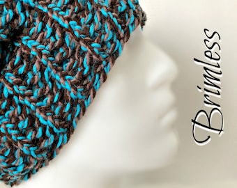 Loom Knitting PATTERNS Hat Slouchy Beanie for Men or Women. Includes Video Tutorial. Extra Large Round Knitting Looms Broken Rib  | Loomahat