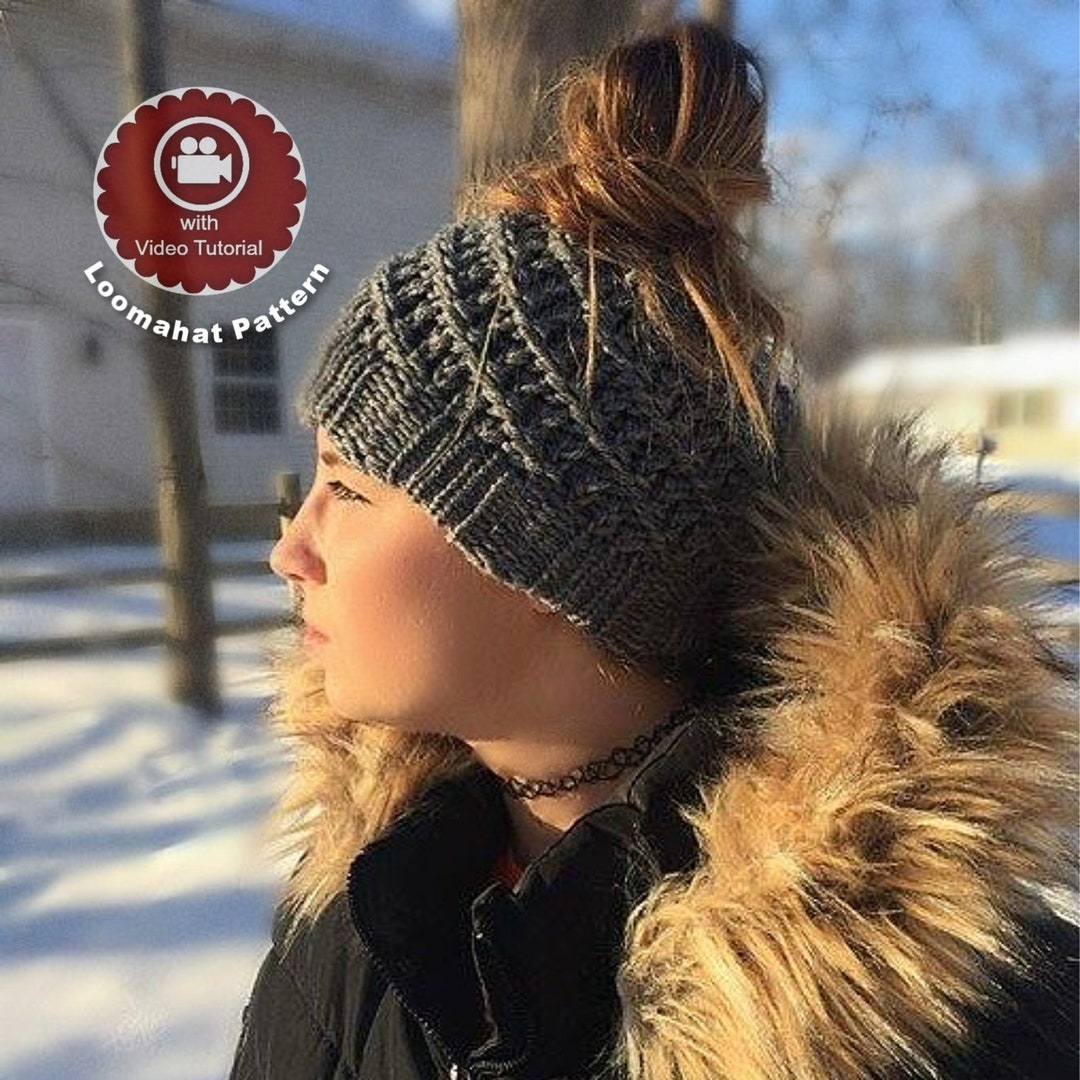 Loom Knit Hat Pattern Messy Bun - Spiral Slouchy With Video Tutorial ...