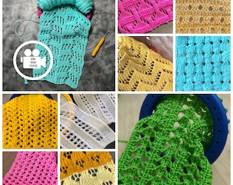 Loom Knit (with Video Tutorial) Lace Stitch Patterns Vol 2 Acorn, Chevron, Honeycomb, Ridged Ribbon, Tilted Blocks, Wheat, Zig Zag Eyelet