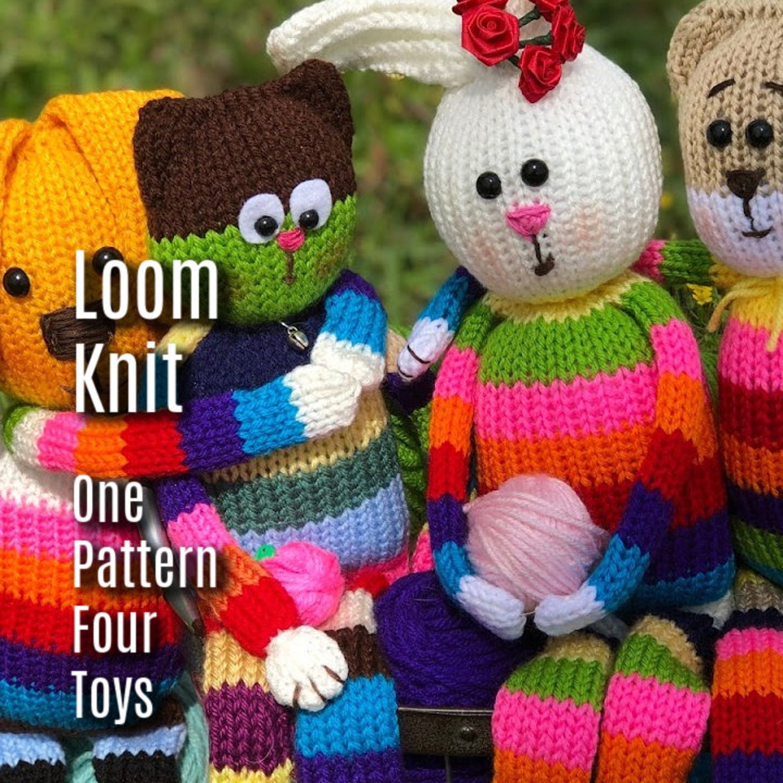 Loom Knitting PATTERNS Loom Knit Scrap Yarn Toys Teddy Bear Etsy