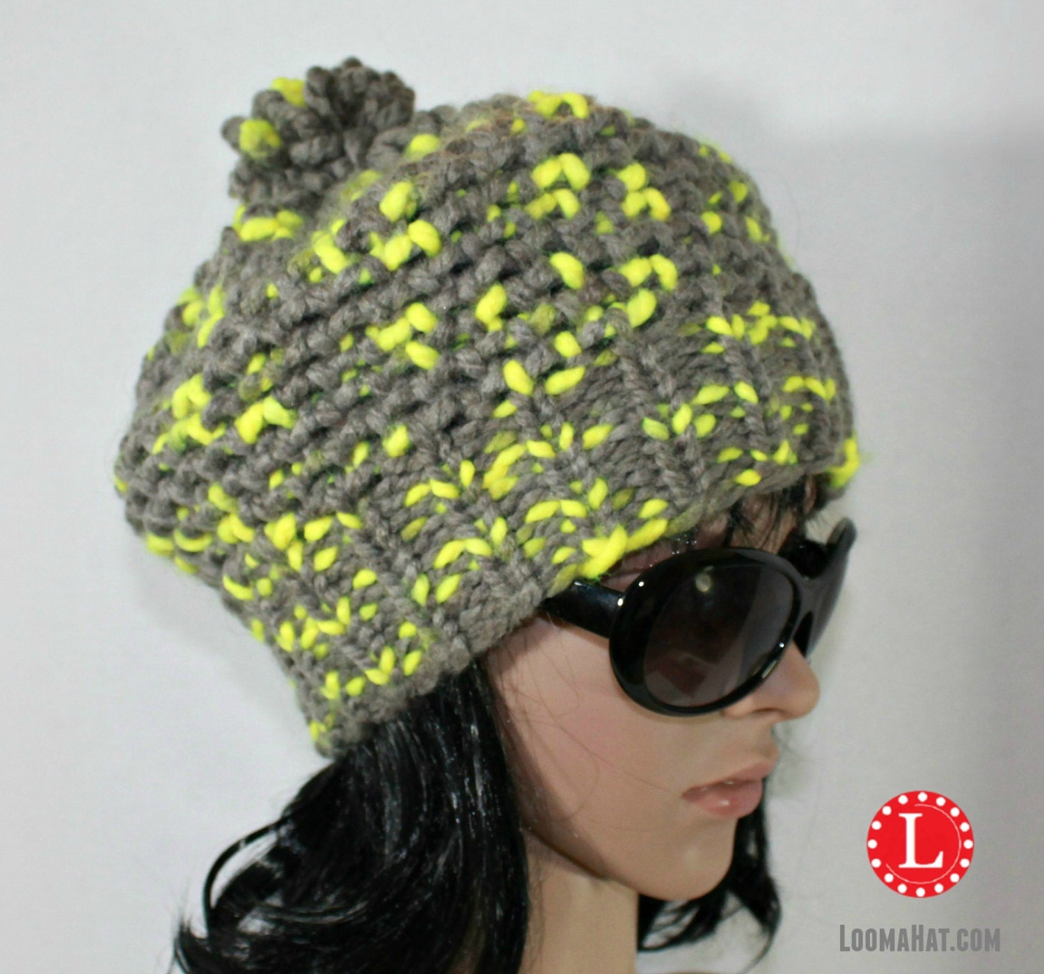 Loom Knit Hat Patterns Mock Crochet Stitch Slouchy Beanie Hat Etsy