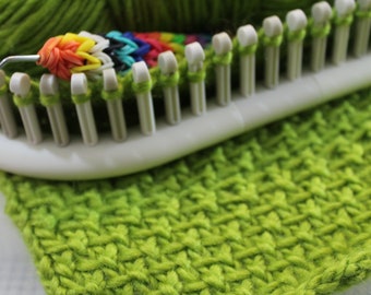 Loom Knitting PATTERNS : The Linen Stitch Afghan / Blanket / Dishcloth / Washcloth Square 8x8